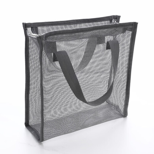 Mesh men's toiletry bag portable hand-held bath storage cosmetic bag black leaking fitness bath pocket bath bag Xiaohui (25*11*16)