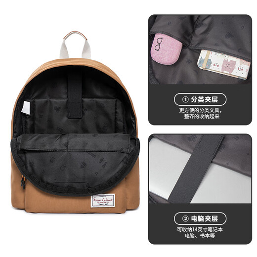 Cultiver pour toujours Maillard European et Américain Backpack Halter School Students High School Students Students Sacol Sac Sac de voyage Sac de voyage Hommes et femmes Sac d'ordinateur 9227 Caramel Couleur