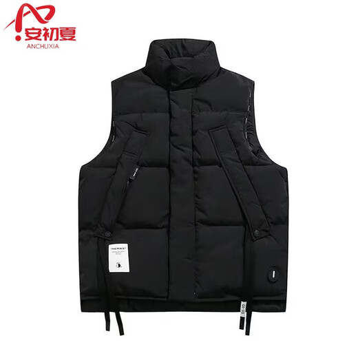 An Chuxia otoño e invierno nueva ropa exterior cálida chaqueta de algodón sin mangas chaleco de algodón de color sólido retro americano para hombres y mujeres albaricoque L