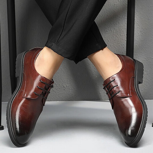 
CARTELO men's leather shoes business breathable cowhide formal shoes workplace office low top leather shoes men 9274 dark brown 44