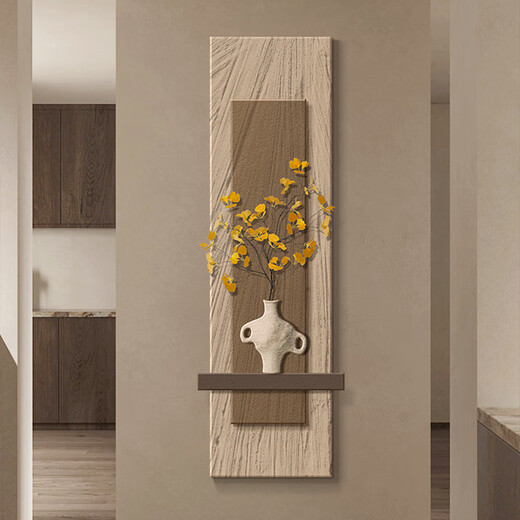 Fujinmen moderne einfache Eingangsanlagen, ein hoher Sinn, Gangkorridor, Ende des Korridors, dreidimensionales Wohnzimmer-Eingangstor Wandgemälde, Stil A-Branch und Blätter Fusu (Fzh01) 40*120 cm, gewöhnlicher Stil nicht luminöser + drei-schichtlich dreidimensionaler Sandsteinmalereimalerei