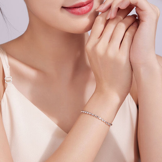 Liuguifu Jewelry Platinum Bracelet Women's Broken Gold Bungee Beads Platinum PT950 Bracelet Birthday Gift 4.40g