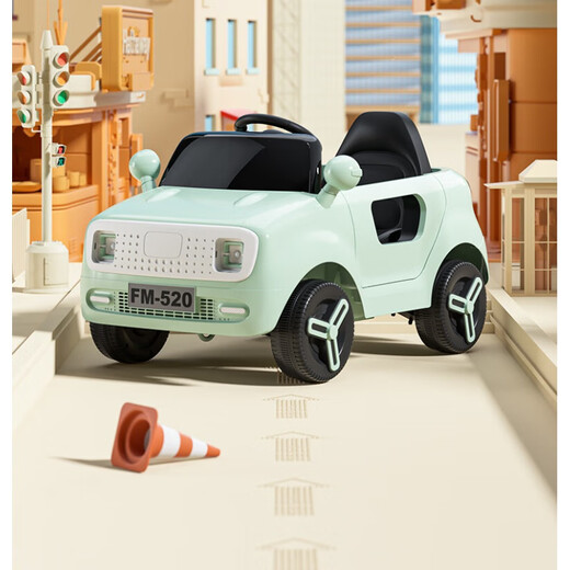 WORK BABY children's electric car baby four-wheel car men and women children remote control car light hand push can sit on people gift toy car Maca powder + single drive + small battery electric drive
