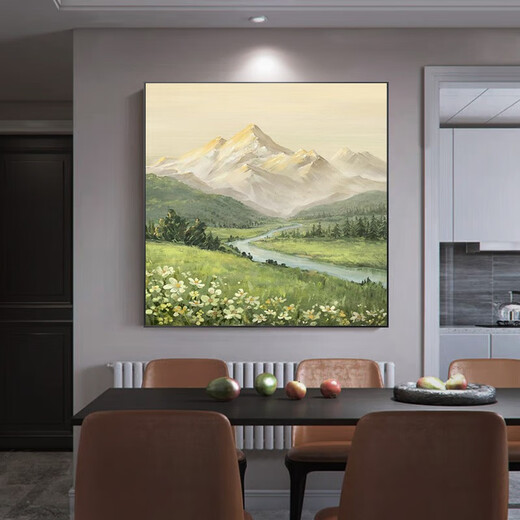 Mopai restaurant decoration painting hand-painted oil painting American flower high-end living room texture hanging painting square mural without punching icing on the cake 60*60cm hand-painted oil painting