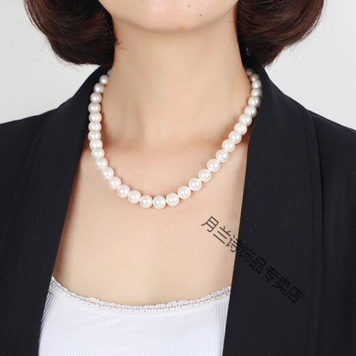 Pearl necklace for middle-aged and elderly women, short style for mom, elegant, simple, cheongsam, clavicle chain jewelry, round pearl style