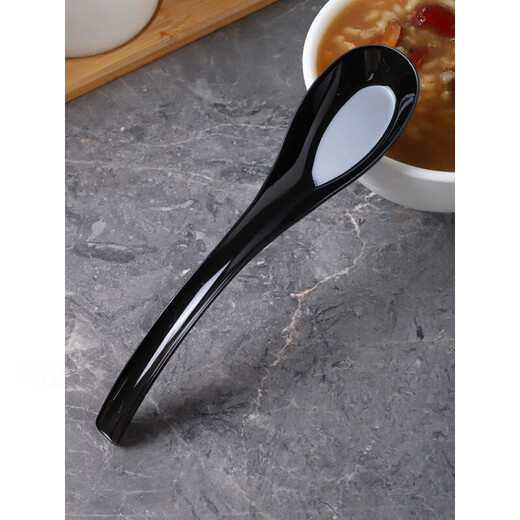 Disposable soup spoon individually wrapped plastic large take-out commercial thickened spoon dessert porridge spoon 4g black spoon independent 100 pieces long 14cm