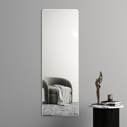 Yo-ai Mirror Wall Sticking Self-adhesive Frameless Full-body Mirror Mirror Mirror Home Bedroom Fitting Mirror Wall Sticking Mirror Makeup Mirror Rounded Corner 30*60 [HD Glass Can Be Hangable]
