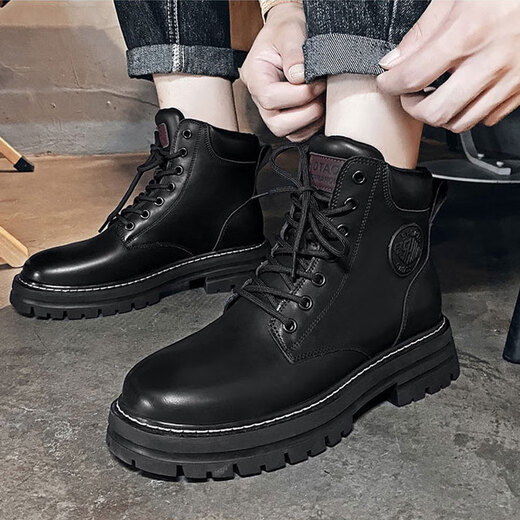 Neun Zoll sonnige Männerschuhe, Herren-Martin-Stiefel, High Top Herrenschuhe, modische Herrenstiefel, Arbeitsstiefel, Herren-Mid-Top-Trendschuhe, Retro-Lederstiefel, Nicht-Schlupf-Wanderstiefel, M1 Black 40