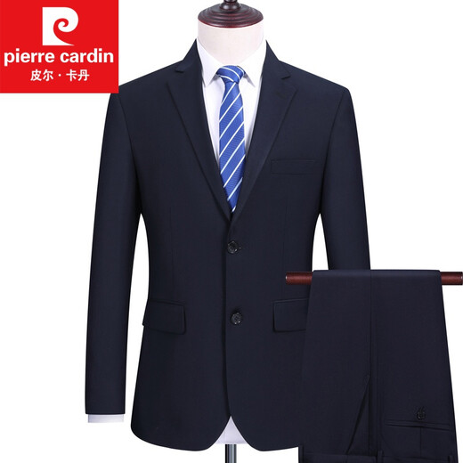 Pierre Cardin middle-aged suit men's suit business formal suit professional suit groom wedding suit dad knitted navy blue 2 buttons double slit 99 L 175/B 2 feet 7 waist