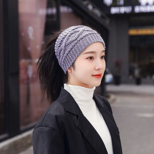 Lan Manya's zodiac year woolen warm headband for women winter wide-brimmed forehead scarf to cover white hair hat knitted headband hood khaki