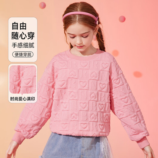 Fragen Sie Junior Girls Sweatshirt 2025 Herbst Middle und Big Children Mode Liebesbrief Print Sweatshirt Pink 170