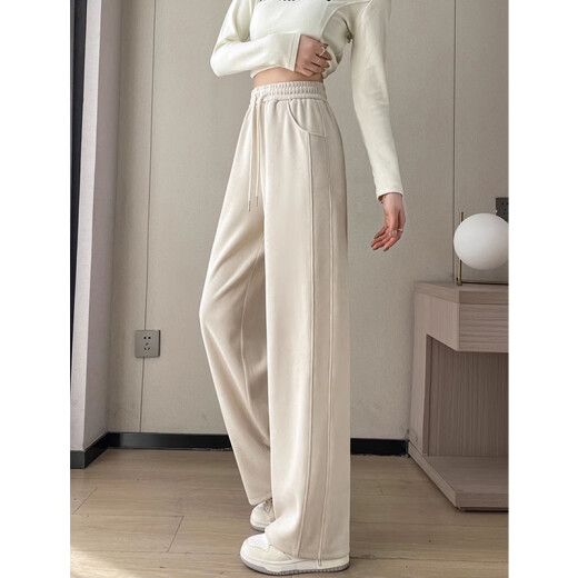 
Red Dragonfly narrow version wide-leg pants for women 2025 spring and autumn new casual trousers for women plus velvet spring sports straight pants 689# off-white nine-point - regular M