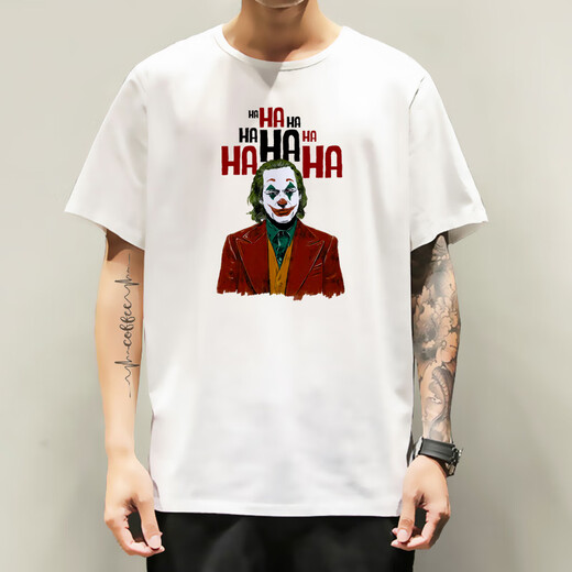 Вставая на футболку Lihong Heath Ledger Joker с короткими рукавами Joker Co-Brened Dark Knight Batman одежда в фильме «Периферийный принт» F691 Black Clown F691 Black Clown XS (75-95JIN [JIN равно 0,5 кг]))