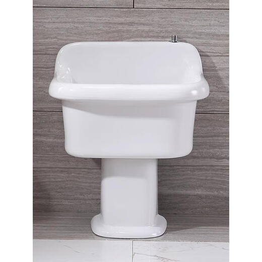 Balcony ceramic mop pool household high-leg split floor-standing mop pool floor basin large bathroom mop pool 43 cm Taiwan controlled drain 30 cm pillar