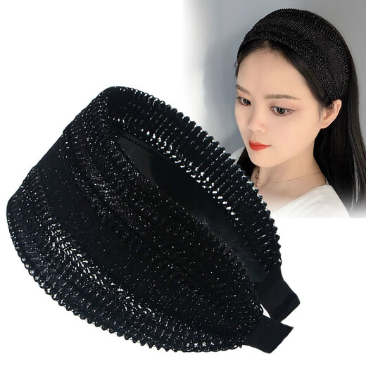 Meng Junchen headband hair accessory simple wide-brimmed toothed anti-slip hairpin hollow white-covering hairband for women black