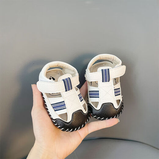 G.DUCKKIDS little yellow duck 0-1 year old baby summer sandals soft sole non-slip 3-6-9-12 months male and female babies do not fall into the toddler White_9641 sandals 13 inner length cm_/9-16 months