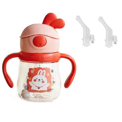 
Rikang Children's One Cup Two Mouth Straw Cup Learning Cup Drinking Water Drinking Bottle 240ml Drinking Water Drinking Cup Training Cup B1049 Red 2 Direct Drinking Sucking Mouth