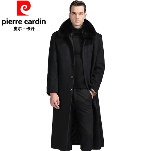 Pier Cardin High-End Cashmere Coat Mantel Jacke Herren verdickte mittelgroße überknee mittlere und ältere Wollschichtmantel mit langem/dunkelgrauem Mitte des Vaters (hinzugefügt Velvet Dicket + Wollkragen] 190/3xl (geeignet für 170-185 Jin [Jin gleich 0,5 kg]))