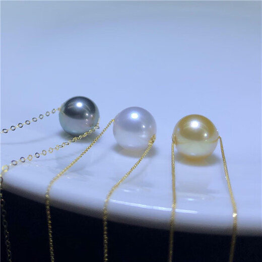 Pei Meng white and black three seawater pearl necklace pendant clavicle single perfect round strong light flawless 8-8 points 5mm---pearl unified default