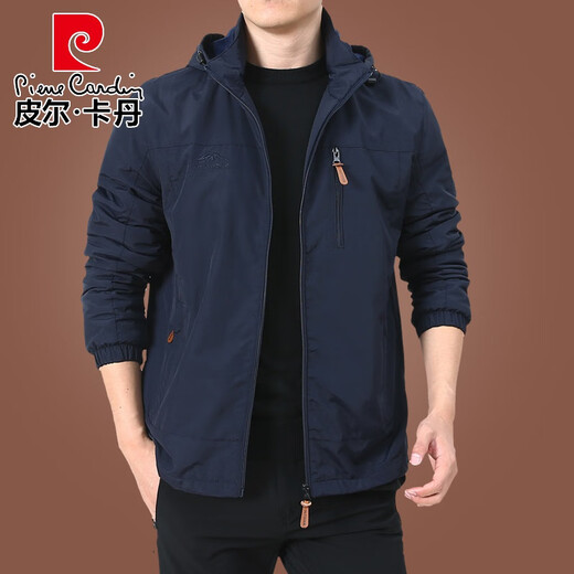 Pier Cardin Marke High-End-Herrenkleidung Outdoor Herrenjacke Herbst und Winter 2025 Neue Herbst-Tops mittleren Alters plus Samtclips plus Samt 9898 Dunkelblau Style 2XL