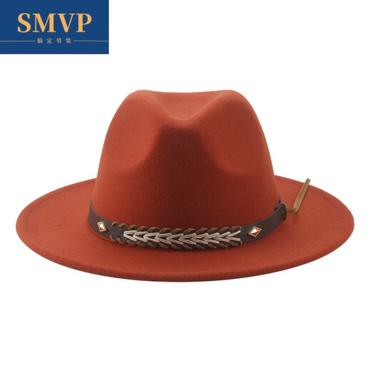 SMVP Tibetan top hat cowboy hat felt hat western cowboy woolen Tibetan hat ethnic style Xinjiang Tibet travel hat brown M (56-58cm)