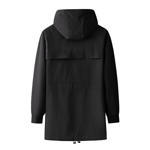 Year of the Fat Man Windbreaker Jacket Men's Large Size Men's Fat Man Hooded Autumn Mid-Length Jacket Plus Fat Extra Large Pure Black Jacket Model H306 Plus Velvet 8XL 251-270Jin Jin is equal to 0.5 kg