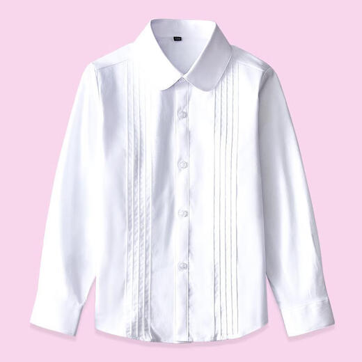 Xin Yueqing girls' white shirt long-sleeved college style spring and autumn primary school uniforms middle and large children white shirt performance clothes lace style - white single style 130 cm