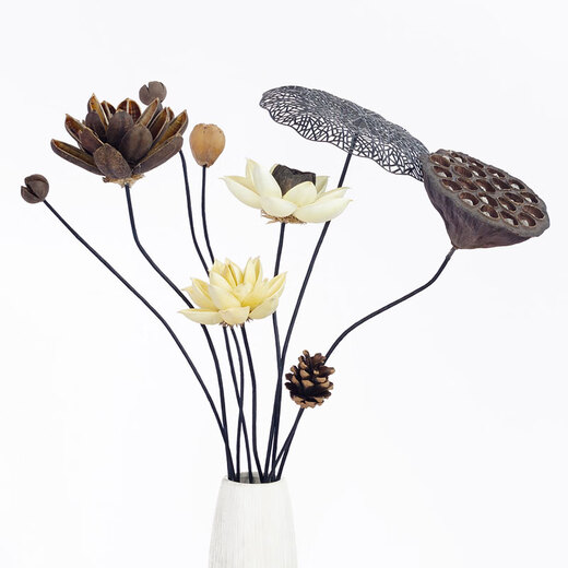 Popular package combination lotus lotus leaf Zen dried flower package Chinese style simple handmade flower living room office photography decoration does not include vase package 01