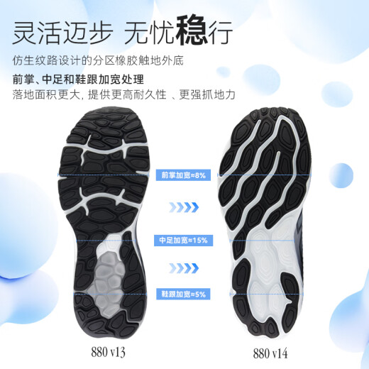 NEW BALANCE NB880 V14跑步鞋官方运动鞋男鞋夏透气缓震跑鞋Fresh Foam X 黑色 男款 M880B14 标准鞋楦D 41.5 (男码脚长26cm)
