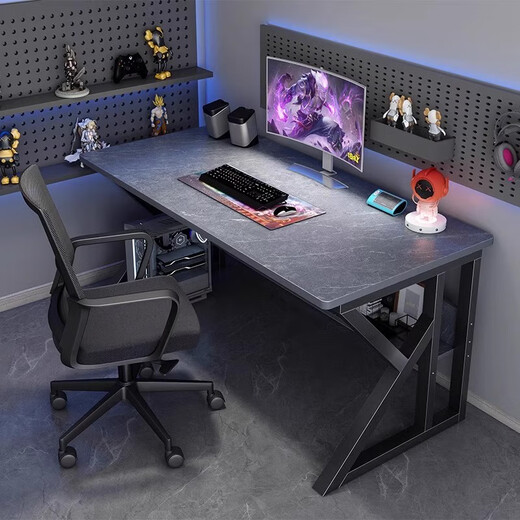 Benmuzi home gaming desk computer desk desktop table and chair combination simple table workbench bedroom desk student study table upgraded K style double-layer black willow 140*60*72cm