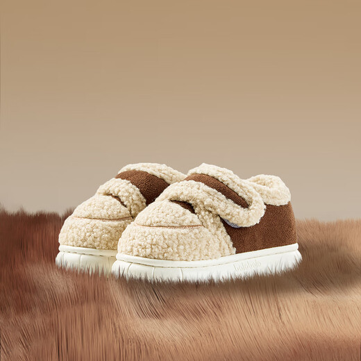 Balabala lambskin children's cotton shoes 2025 new winter boys' comfortable thickened plush slippers outdoor warm parent-child shoes