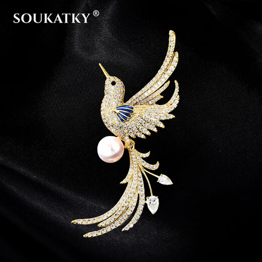 SOUKATKY light luxury brand brooch, high-end female corsage, exquisite brooch, birthday gift for wife and girlfriend, Chinese style ancient phoenix brooch, next day delivery