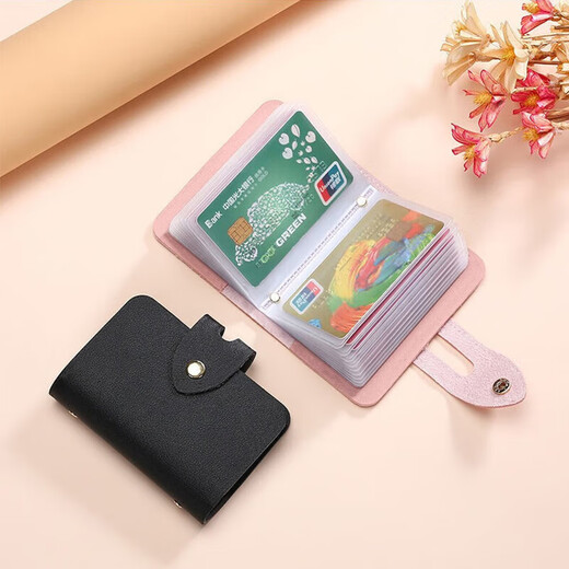 [Multiple Card Slots] Card Holder for Men and Women Mini Compact Wallet Multifunctional Bank Card ID Card Holder Anti-Degaussing Card Holder Classic Black [Double-sided Card Insertion-12 Positions]