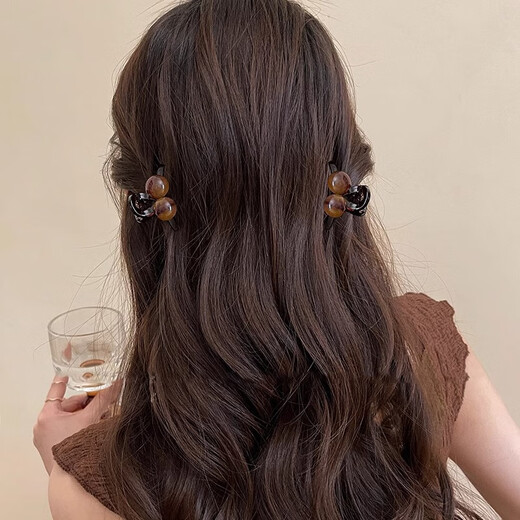 Tang Funi Amber Cherry Small Clip Women's 2024 New Hairpin Princess Head Bangs Clip Broken Hair Clip Shark Clip Hair Accessory Amber Ball Small Clip Pair
