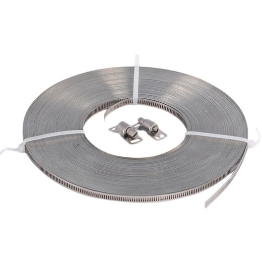 Xu ordered 304 stainless steel homemade hose clamps, thickened large pipe clamps, through holes, full-threaded steel straps, pipe hoops, coiled straps, 10 meters long, 12.6mm wide steel straps