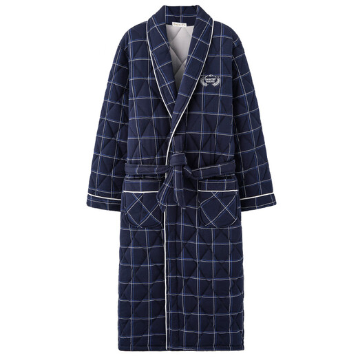 Yamulan Hiver 100 Coton Charmand de nuit pour hommes Paintes de nuit pour hommes épaissis Pyjamas Coton pur Long plus taille de coton de la taille de coton A1047-trois couches épaissies de chemise de nuit en coton à l'intérieur et à l'extérieur du coton 180 (xxl)