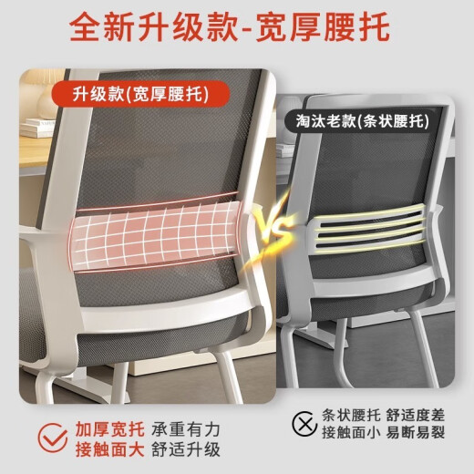 Xingqibao Computer Chair Office Seat Comfortable Sedentary Back Chair Conference Room Student Dormitory Stool Home Study Chair Reinforced Model [Black Network Upgraded Backrest]