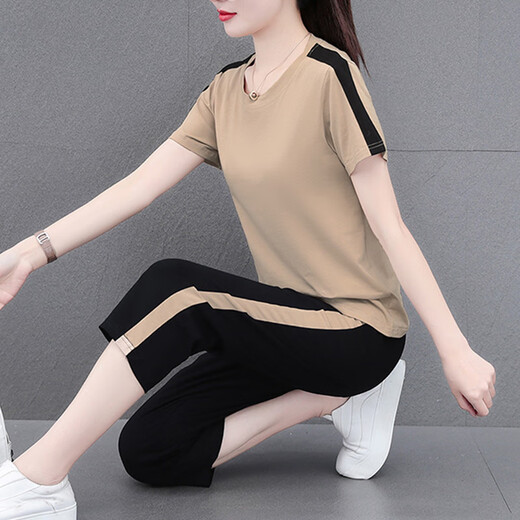 NY-EMMA-Sportanzug für Kurzärärmel-Sommer-Dünn-High-End-Stylish Small Casual und Mode Running Suit zweiteiler Set 683 Gray (Crophose Set) 2XL (Empfohlen 125-140jin [Jin entspricht 0,5 kg]))