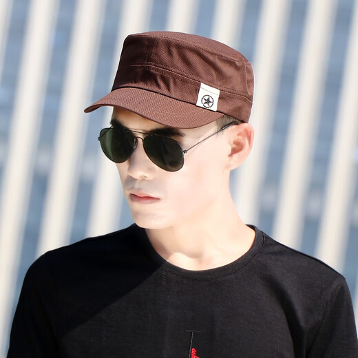 Nozhi Meng New Men's Short-Brim Flat Top Hat Men's and Women's Alphabet Fashion Peaked Cap Baseball Hat Men's Sun Hat NM017 Metallic Black One Size Adjustable