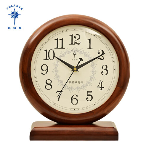 Polaris Solid Wood Table Clock Living Room Retro Desk Clock Home Clock New Chinese Large Font Quartz Clock for the Elderly T801 (Height 22.5cm Width 21.5cm)