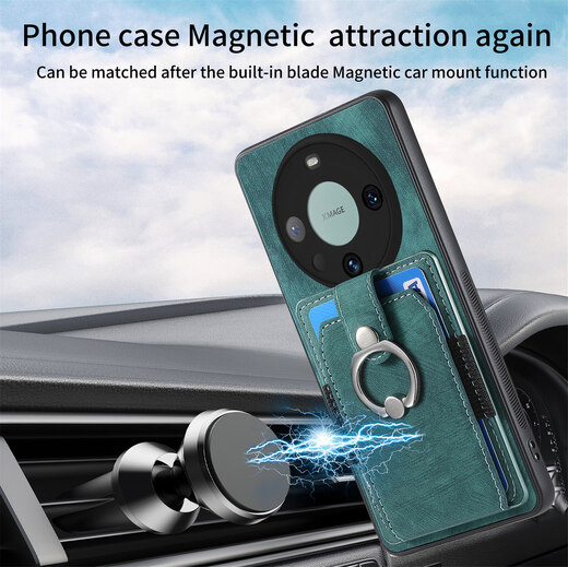 Card holder with ring suitable for Huawei mate60 pro mobile phone case with bracket Huawei mate60 card bag can be plugged in and placed card slot wallet full-inclusive lens protection Royal blue ring card holder integrated Huawei Mate 60 Pro