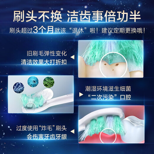 Philips (PHILIPS) electric toothbrush head official original adapter Diamond 7/9/AI series brush handle cleans gums, protects and brightens 3 pieces HX9043/67 white