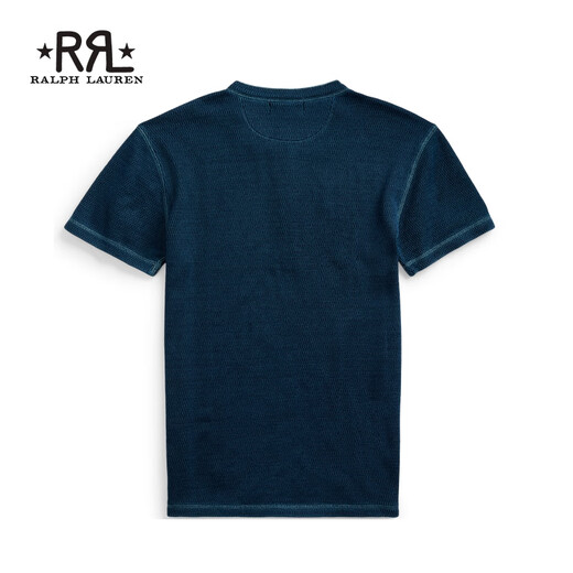 RRL Men's Classic Indigo Waffle Knit Cotton Henley RL90170 400-Blue S