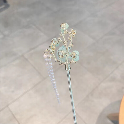 Mrs Win's new antique style tassel flower hairpin, ball headband, hairpin, cheongsam, Hanfu hairpin, walking accessories, light green flower tassel
