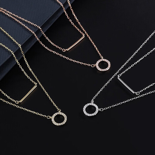 Chaoyu S999 solid silver one-word double-layer stacked necklace for women, diamond-encrusted clavicle chain, temperament necklace, birthday and Valentine's Day gift, silver necklace, exquisite gift box