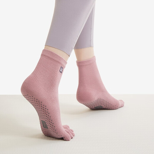 Keep Five Finger Yoga Socks Non-Slip Professional Pilates Class Thin Fitness Beginner Silicone Breathable 1 Pair Strap Style - Pink One Size
