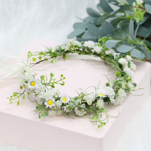 Peerless Love Cedar White Fairy Garland Full of Gypsophila Stars Headdress Small Fresh Seaside Vacation Photos Photos Children's Day Stage Small Fresh White Garland