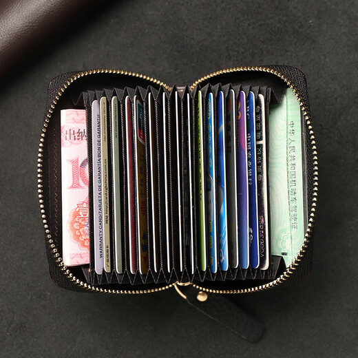 Baimingwei echtes Ledergepäcktasche für Männer Anti-Demagnetisierung großer Kapazität 2025 neue einfache Speicherkartenkartenabdeckungskartenbeutel Deep Tinte Farbe