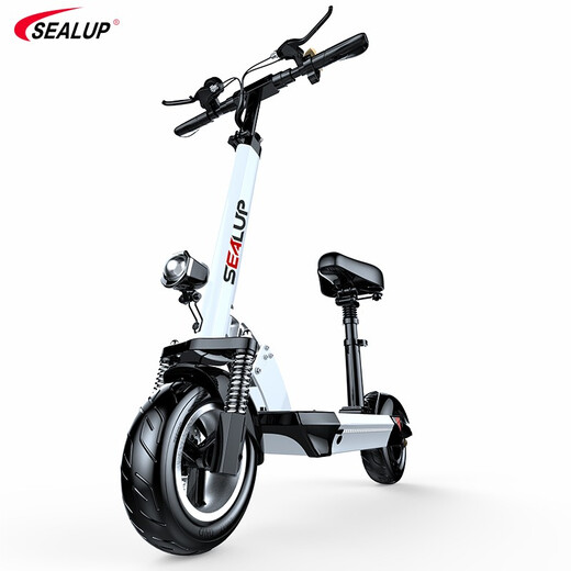 SEALUP Lithium Battery Scooter Portable Folding Electric Scooter Scooter Mini Battery Car 48V Black/3C Motor/5 Shock Absorbing Tubeless Tires 120-150km