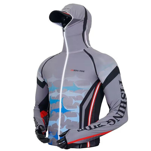 Hongshiyu (HHONGSHIYU) fishing clothing for men, sun protection, summer breathable ice silk fishing clothing, men's outdoor sports anti-mosquito quick-drying equipment set, white top S suitable for 110Jin Jin equal to 0.5kg or less